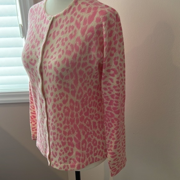 Vintage Lambswool Blend Rino Rossi Pink Cheetah Print Cardigan - Picture 2 of 8
